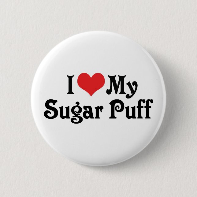 Badge Rond 5 Cm J'Aime Mon Sugar Puff (Devant)