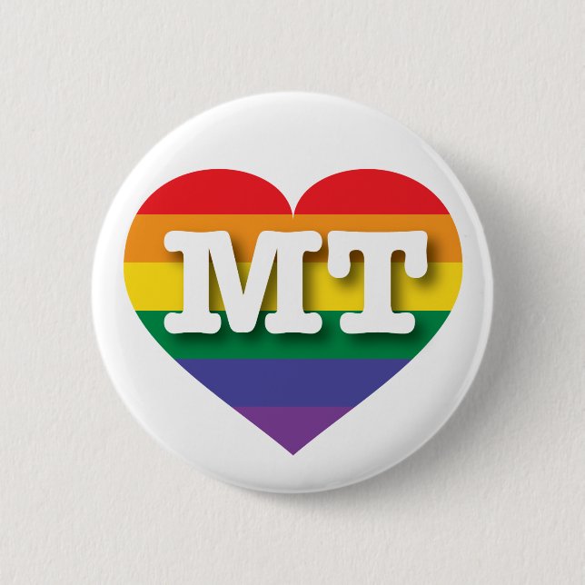 Badge Rond 5 Cm J'aime Montana Gay pride Rainbow Heart (Devant)