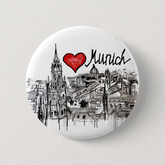 Badge Rond 5 Cm J'aime Munich (Devant)