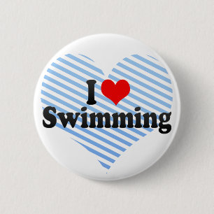 Badge Rond 5 Cm J'aime nager