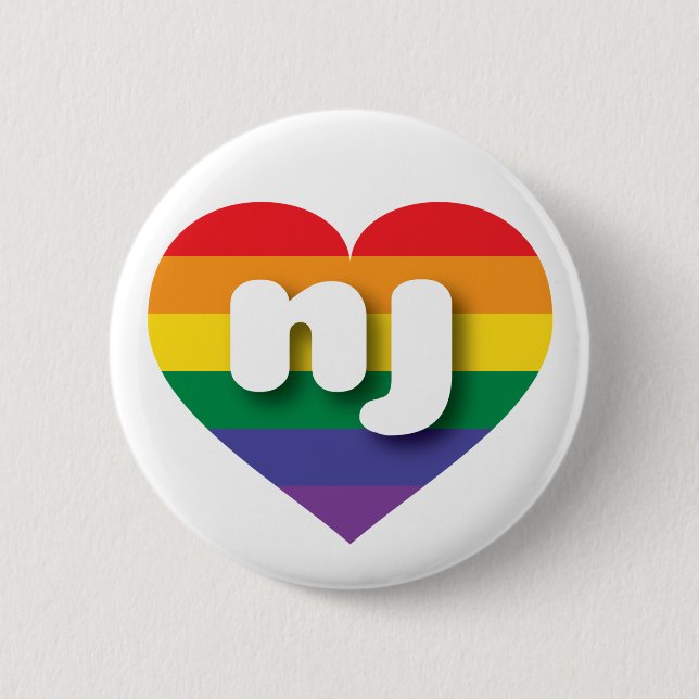 Badge Rond 5 Cm J'aime New Jersey Gay pride Rainbow Heart (Devant)