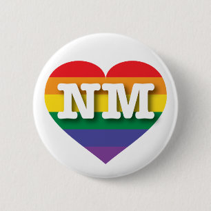 Badge Rond 5 Cm J'aime New Mexico Gay pride Rainbow Heart