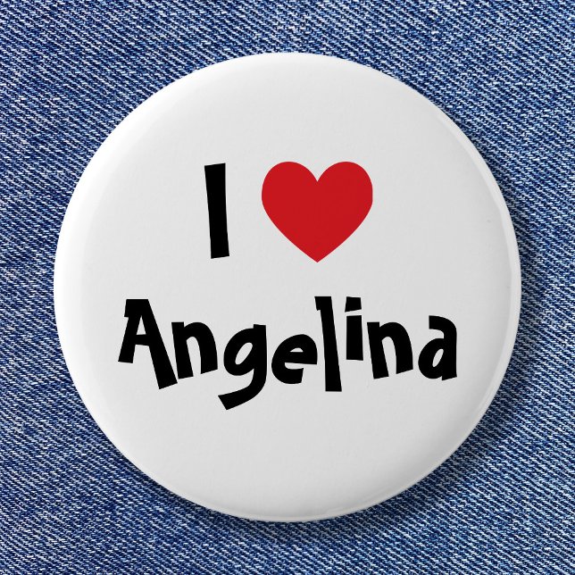 Badge Rond 5 Cm J'aime Nom (White Black and Red Heart I Love Name Pinback Button)