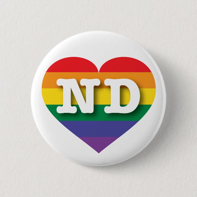 Badge Rond 5 Cm J'aime North Dakota Gay pride Rainbow Heart (Devant)
