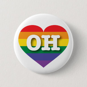 Badge Rond 5 Cm J'aime Ohio Gay pride Rainbow Heart