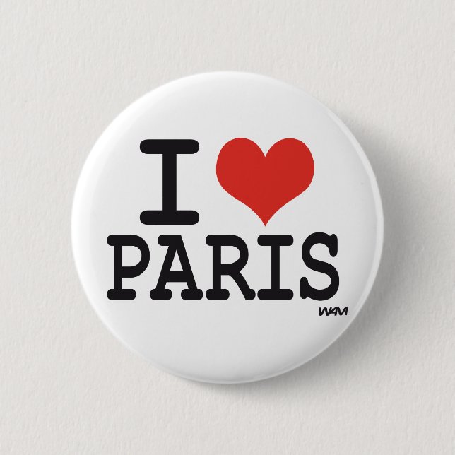 Badge Rond 5 Cm J'aime Paris (Devant)