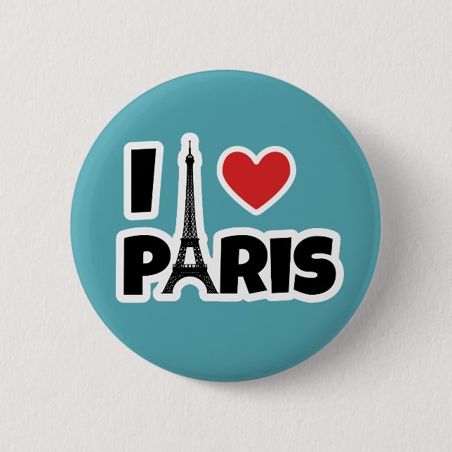 Badge Rond 5 Cm J'aime Paris (Devant)