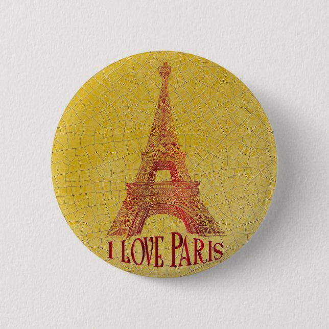 Badge Rond 5 Cm J'aime Paris (Devant)