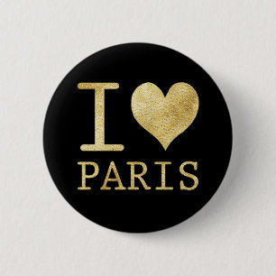BADGE ROND 5 CM J'AIME PARIS FAUX PARTIES SCINTILLANT BOUTON