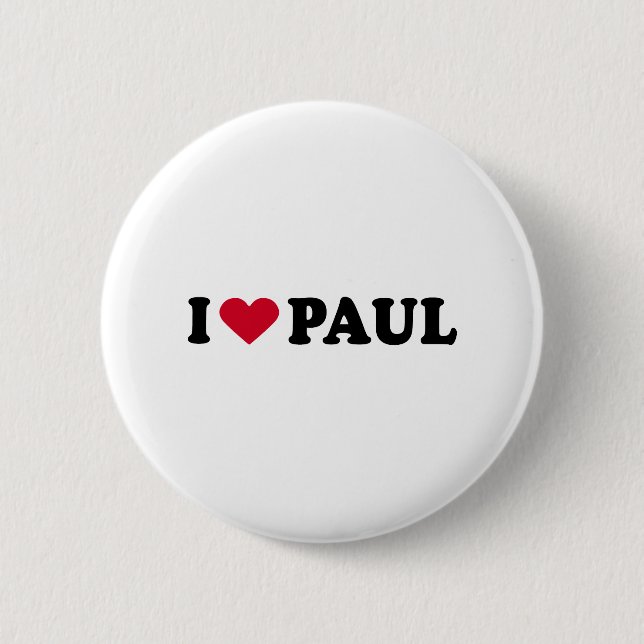 BADGE ROND 5 CM J'AIME PAUL (Devant)