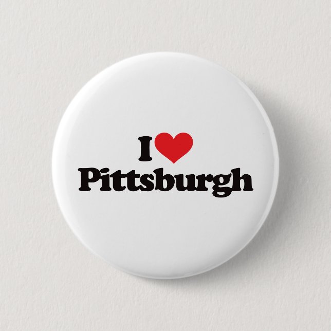 Badge Rond 5 Cm J'aime Pittsburgh (Devant)