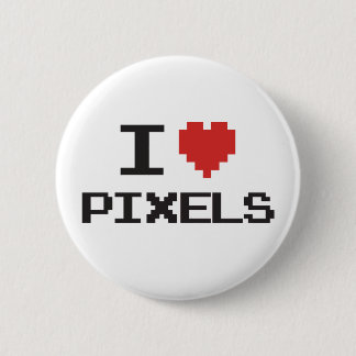 Badge Rond 5 Cm J'aime pixels pixellisé coeur rétro 8bit gamer
