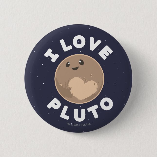 Badge Rond 5 Cm J'aime Pluton (Devant)