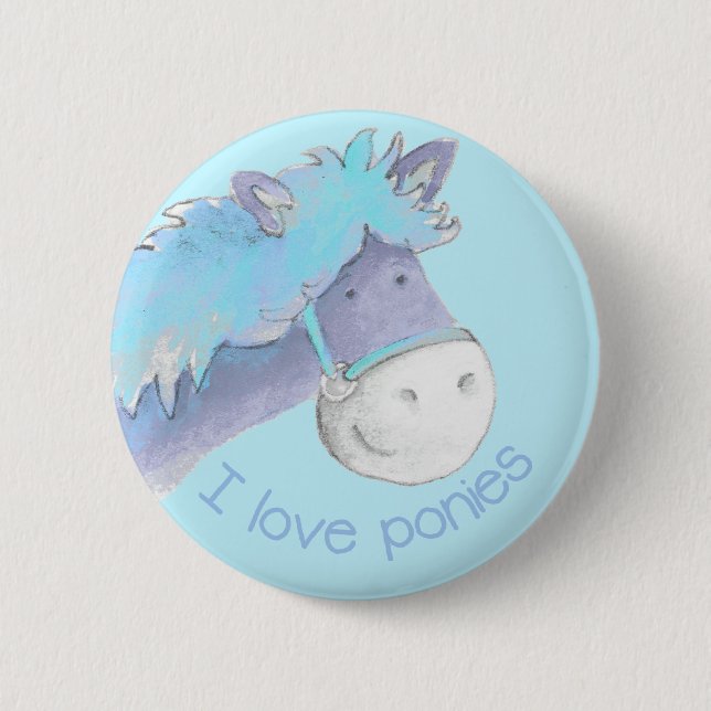 Badge Rond 5 Cm J'aime poney bouton/badge (Devant)