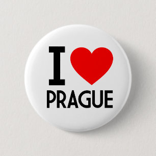 Badge Rond 5 Cm J'aime Prague