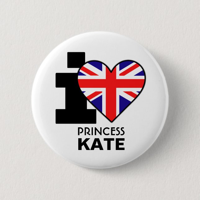Badge Rond 5 Cm J'aime princesse Kate Button (Devant)