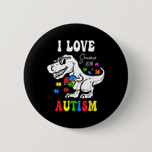 Badge Rond 5 Cm J'Aime Quelqu'Un Avec Autisme Coeur De Famille T R