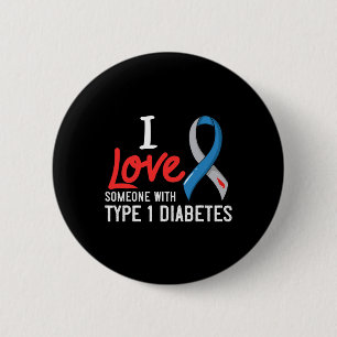 Badge Rond 5 Cm J'Aime Quelqu'Un Avec Diabète Type 1 Cadeau Diabét