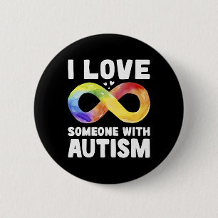 Badge Rond 5 Cm J'aime quelqu'un avec la conscience de l'autisme A
