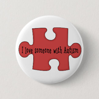 Badge Rond 5 Cm J'aime quelqu'un avec l'autisme