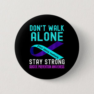 Badge Rond 5 Cm J'Aime Quelqu'Un Turquoise-violet Prévention Du Su