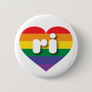 Badge Rond 5 Cm J'aime Rhode Island Gay pride Rainbow Heart