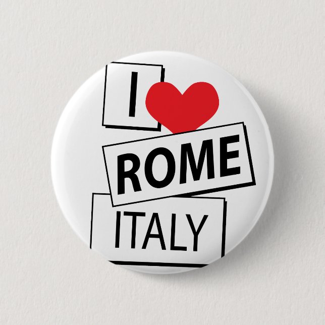 Badge Rond 5 Cm J'aime Rome Italie (Devant)