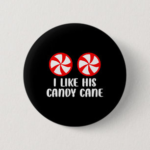 Badge Rond 5 Cm J'aime sa canne en bonbon amusante Noël couples as