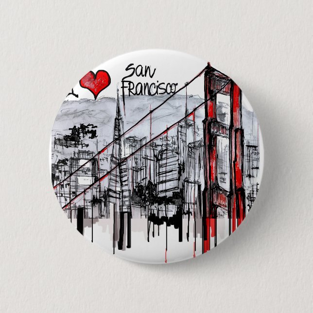 Badge Rond 5 Cm J'aime San Francisco (Devant)
