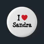 Badge Rond 5 Cm J'aime Sandra coeur T-shirt<br><div class="desc">J'adore Sandra ! T-shirts personnalisés ; Montrez à quel point vous aimez Sandra avec ces t-shirts personnalisés et personnalisés Sandra petit ami mari ou femme anniversaire maillots de baby shower nuptiale cadeaux,  boutons nom maillots et magnets!</div>