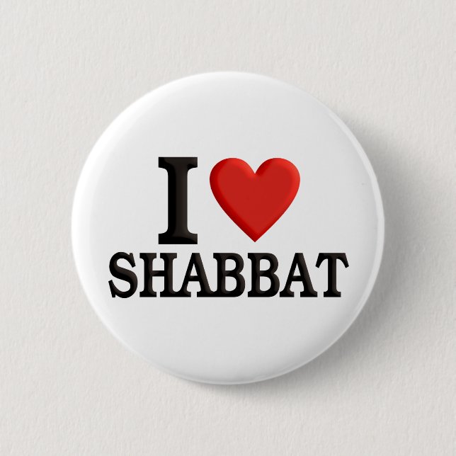 Badge Rond 5 Cm J'aime Shabbat (Devant)