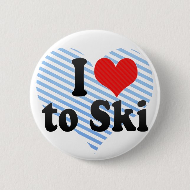Badge Rond 5 Cm J'aime skier (Devant)