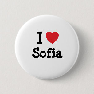 Badge Rond 5 Cm J'aime Sofia coeur T-shirt