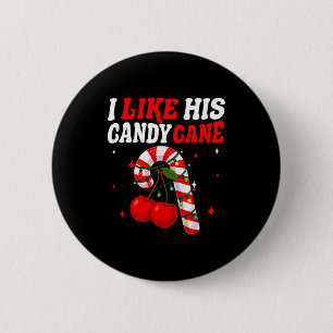 Badge Rond 5 Cm J'aime son couple de canne en bonbon assorti Noël 