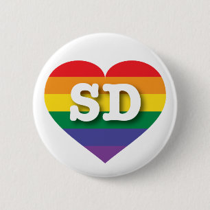 Badge Rond 5 Cm J'aime South Dakota Gay pride Rainbow Heart