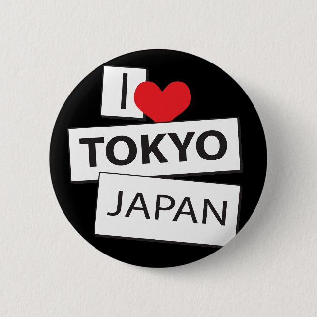 Badge Rond 5 Cm J'aime Tokyo Japon (Devant)