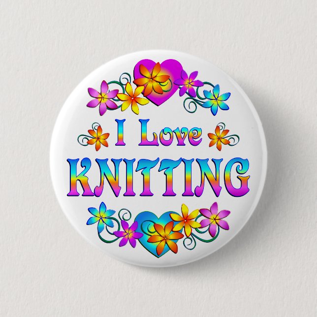 Badge Rond 5 Cm J'aime tricoter (Devant)
