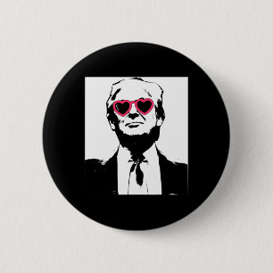 Badge Rond 5 Cm J'aime Trump Cœur Rose Lunettes Punk Rock Rave Usa