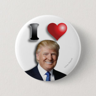 Badge Rond 5 Cm J'AIME TRUMP Heureux Président Sourire