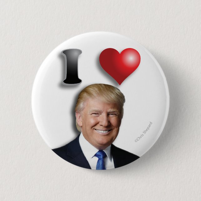Badge Rond 5 Cm J'AIME TRUMP Joyeux Président souriant (Devant)