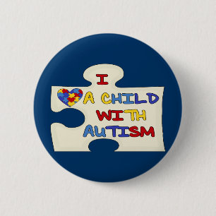 Badge Rond 5 Cm J'aime un enfant avec l'autisme