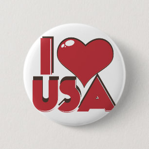 Badge Rond 5 Cm J'aime USA Rétro 80s