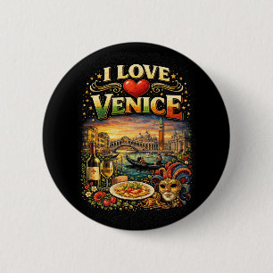 Badge Rond 5 Cm J'aime Venise