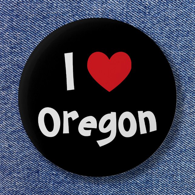 Badge Rond 5 Cm J'aime votre ville ou votre état ici (I Love Oregon Button)