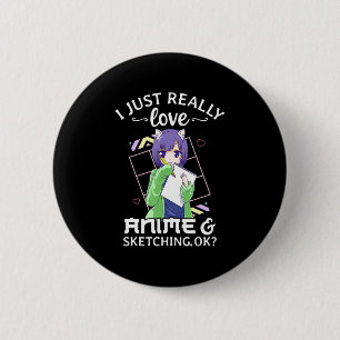 Badge Rond 5 Cm J'aime vraiment l'Anime et l'esquisse OK Anime Dr.