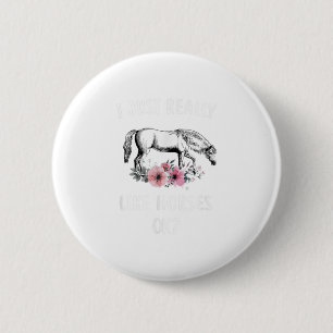 Badge Rond 5 Cm J'Aime Vraiment Les Chevaux, Les Cadeaux De Cheval