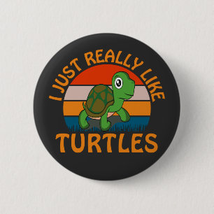 Badge Rond 5 Cm J'Aime Vraiment Les Tortues