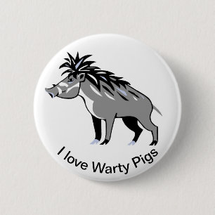 Badge Rond 5 Cm J'aime Warty PIGS- Warthog - Faune -