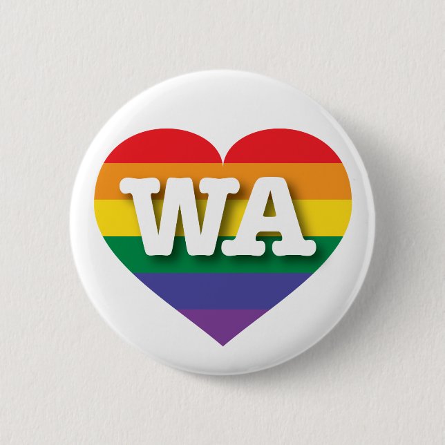 Badge Rond 5 Cm J'aime Washington Gay pride Rainbow Heart (Devant)