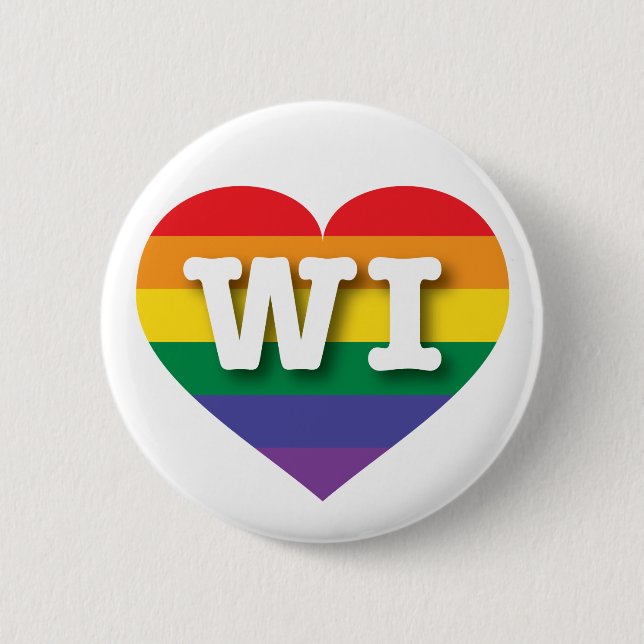 Badge Rond 5 Cm J'aime Wisconsin Gay pride Rainbow Heart (Devant)